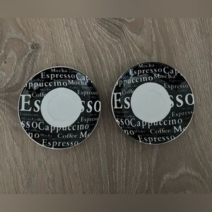 Set of 2 Gibson Everyday Espresso Cappuccino Saucer, Black & White
